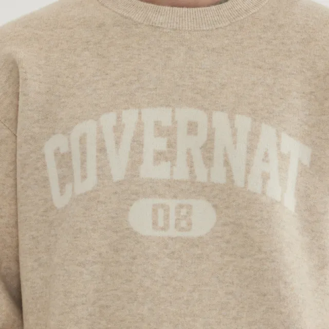 【COVERNAT】官方旗艦館 經典Logo針織衫(UNI針織上衣 米白/棕/炭灰/淺藍色)