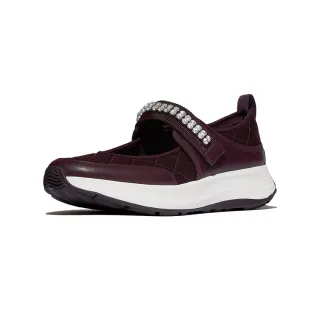 【FitFlop】F-MODE FLOW 水鑽飾帶菱格紋瑪麗珍鞋-女(李子色)