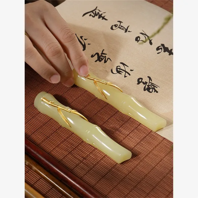 【新川】成對青玉筆閣組 天然玉材質 實用擺飾兩相宜(青玉文房對組 鎮尺筆閣成對 收藏價值高)