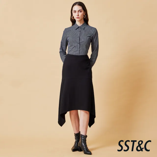 【SST&C】女裝 藏青條紋修身版襯衫-825212052022(換季55折)
