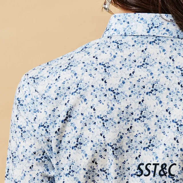 【SST&C】女裝 藍白碎花標準版襯衫-825212051011(換季55折)
