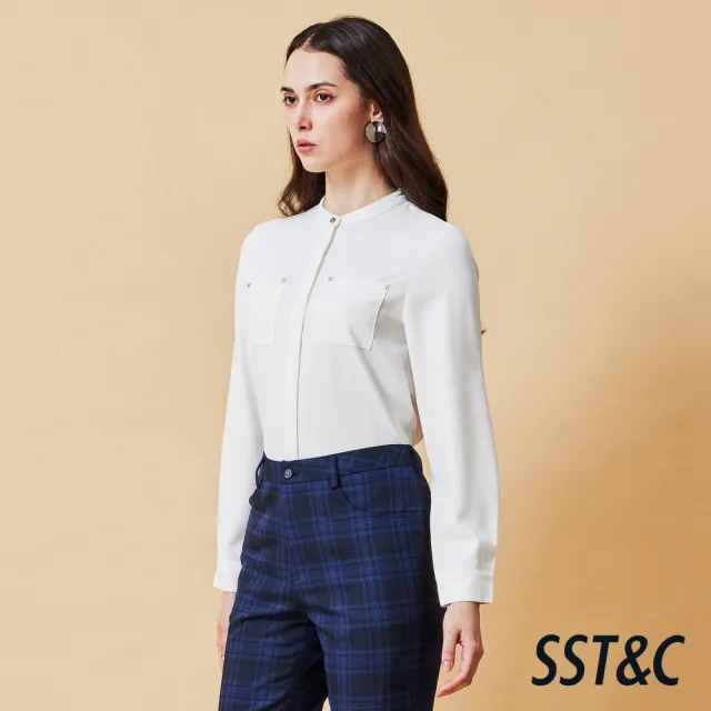 【SST&C】女裝 立領雙口袋長袖上著－白-825212061051(指定單品快閃價)
