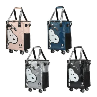 【SNOOPY 史努比】新品上市-好奇隨行倉酷包(大容量 防潑水 可折疊購物行李袋 帶輪旅行袋 輪子可拆卸)