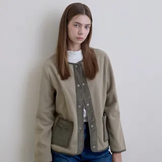 【GIORDANO 佐丹奴】女裝搖粒絨圓領口袋外套(52 灰草綠)