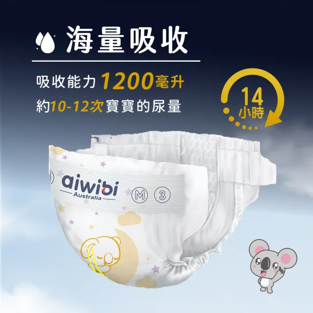 【Aiwibi 愛薇彼】夜用甄柔瞬吸 黏貼型紙尿褲 S-XL(黏貼型/紙尿褲/尿布)