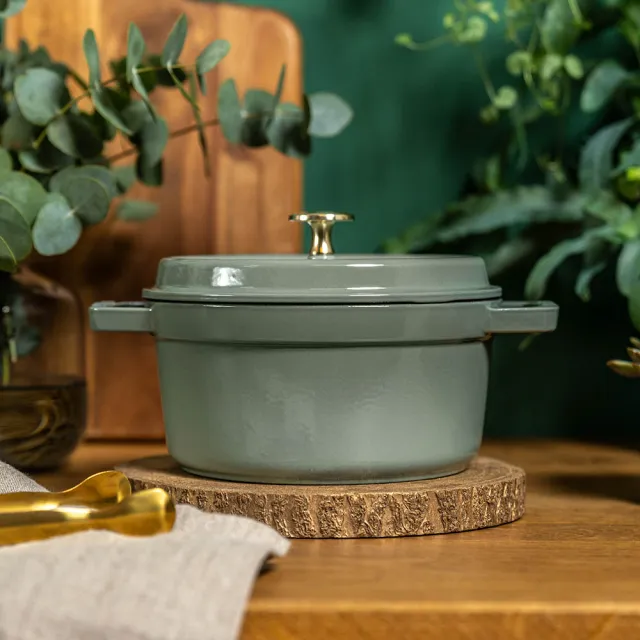 法國Staub】圓型琺瑯鑄鐵鍋16cm-3色任選(德國雙人牌集團官方直營