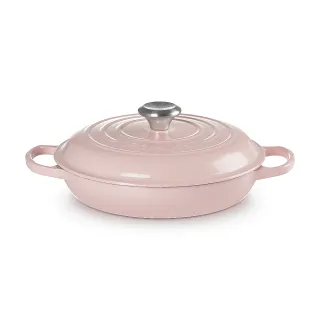 【Le Creuset】琺瑯鑄鐵鍋淺底鍋 26cm(雪紡粉)