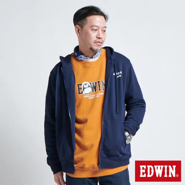 【EDWIN】男女裝 東京散策系列 開運福狸長袖T恤(黃褐色)