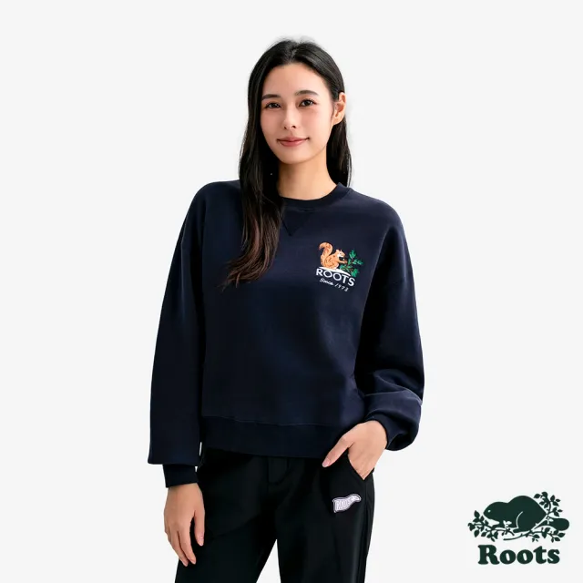 【Roots】Roots女裝- WOODLAND 圓領上衣(軍藍色)
