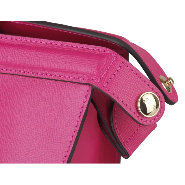 【LONGCHAMP】LE PLIAGE HERITAGE高質感素雅全牛皮手提/肩背包(小/桃紅)