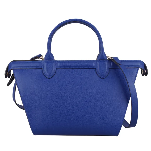 【LONGCHAMP】Le Pliage Heritage高質感素雅全牛皮手提/肩背包(中/藍)