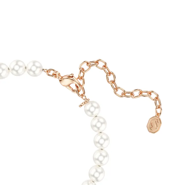 【SWAROVSKI 施華洛世奇】Matrix 手鏈 水晶珍珠 圓形切割 白色 鍍玫瑰金色調