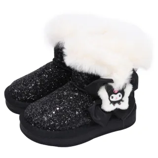 【Ann’S】Ann’S正版三麗鷗授權-KUROMI酷洛米 毛茸茸緞帶亮片雪靴2cm(黑)