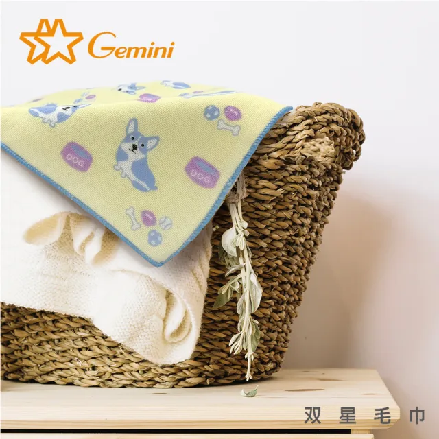 【Gemini 雙星】官方直營 柯基日常紗布小方巾24x24cm(超值3入組 多色可選)