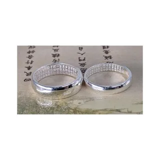 【家家銀飾手工坊】999足銀細版素面心經戒指(可調式細版素面心經戒指僻邪保平安)