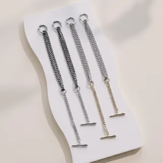 【vacanza】Plain-me聯名｜剛柔並濟 雙鍊層次 316L醫療鋼飾品 純鋼手鍊(抗過敏 交換禮物 情侶手鍊)