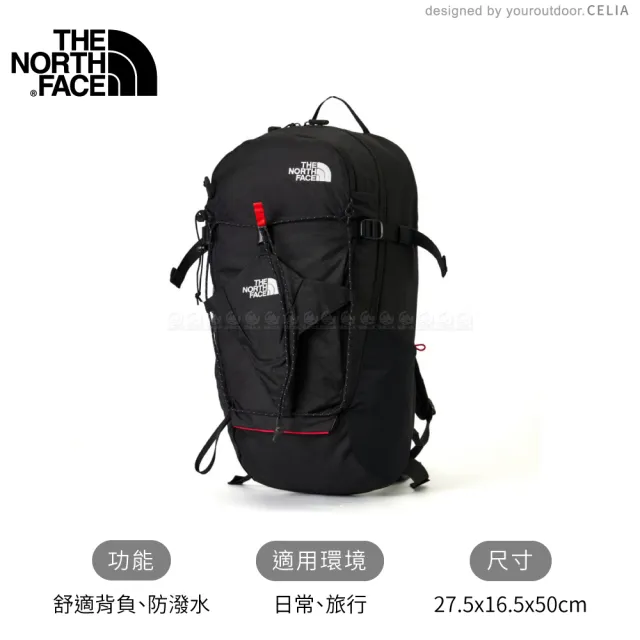 【The North Face】24L 防潑水大容量休閒後背包《黑》8BKF/筆電包/登山包/雙肩包/通勤背包