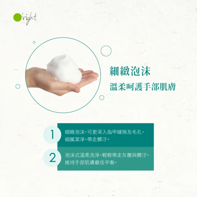 【O’right 歐萊德】茶樹淨化洗手慕絲450ml(洗手乳、保濕洗手乳、泡沫洗手乳)