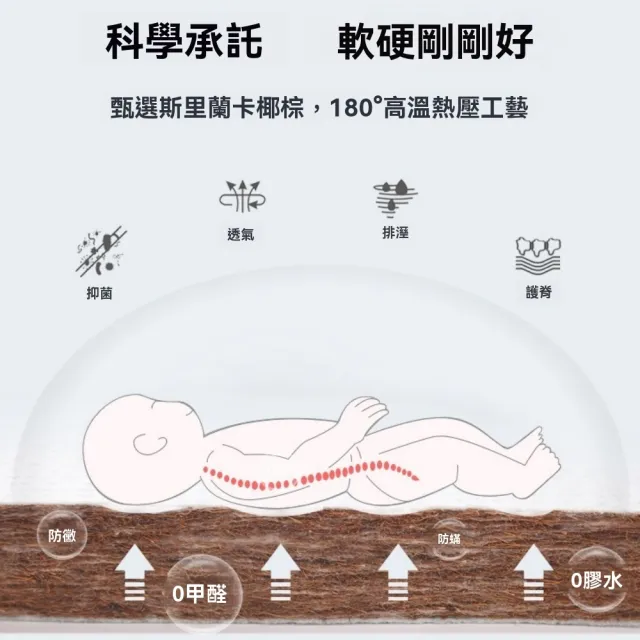 【窩居】120x60公分 天然棕櫚床墊 兒童護脊睡墊(厚約6cm 拼接床墊 偏硬床墊 幼兒園可用)