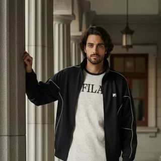 【FILA官方直營】男短袖機能排汗彈性運動T恤-卡其(1TEZ-5600-KK)