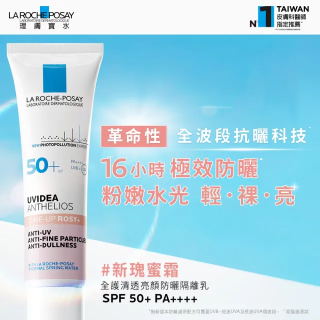 【理膚寶水】全護清透亮顏防曬隔離乳 UVA PRO 30ml 年度限定組F(新瑰蜜霜)