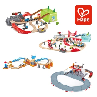【德國Hape】火車軌道組合/城市街景/挖礦火車鐵道/火星發射/賽車場(4款選擇/軌道遊戲/家家酒/木製玩具)