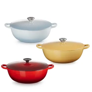 【Le Creuset】琺瑯鑄鐵媽咪鍋26cm(薰衣草/溫桲黃/櫻桃紅 3色選1)