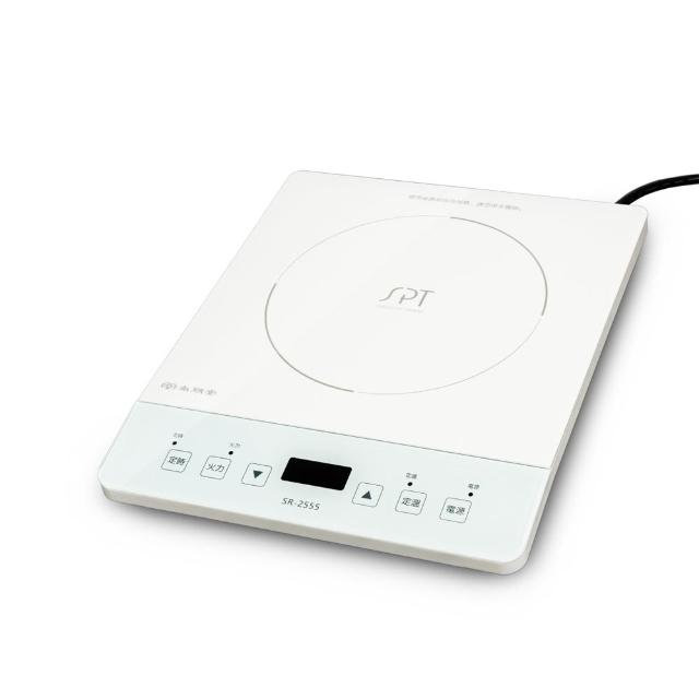 尚朋堂 SR-2555 電磁爐，白色系設計適合現代廚房，輸出功率1200W以上，快速加熱省時省電。採用110V/60Hz規格，產品重量僅1.9kg，輕巧易攜。中國製造，享有1年保固，並透過臺灣BSMI許可字號R32498，安全可靠。多功能電磁爐，完美適用於煮食、熱湯等日常需求，提升您的烹飪體驗。