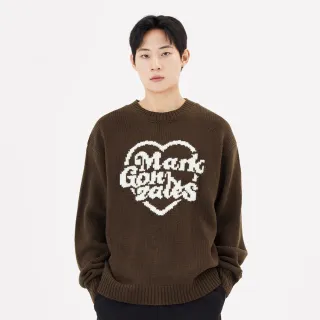 【Mark Gonzales官方旗艦】男女同款 愛心 MG 大學T-咖啡色