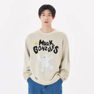 【Mark Gonzales官方旗艦】男女同款 快樂 SHMOO 大學T-米白色