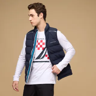 【NAUTICA】官方旗艦 男裝 品牌LOGO跳色織帶背心-(藍色)