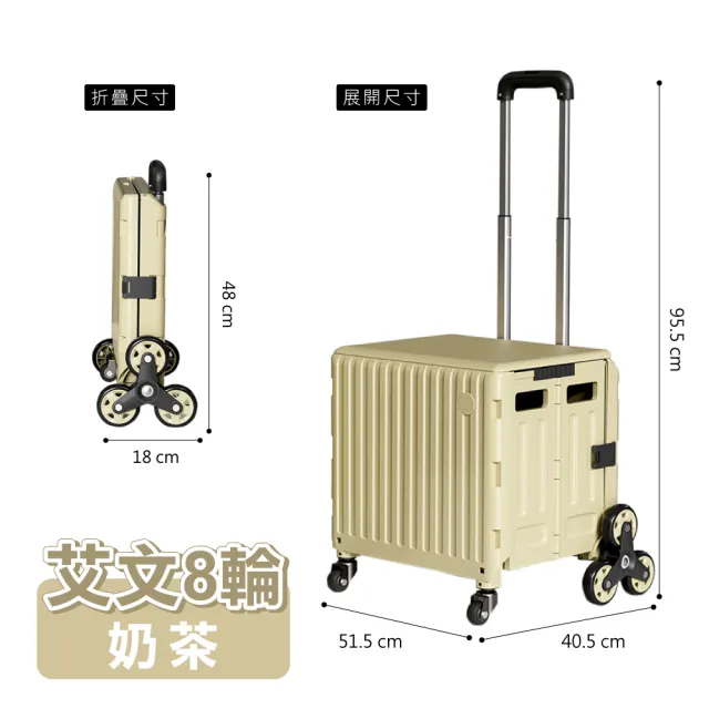 【ONE HOUSE】艾文折疊購物車爬梯8輪_特大款1入(買菜車/寵物推車/收納車/收納推車)