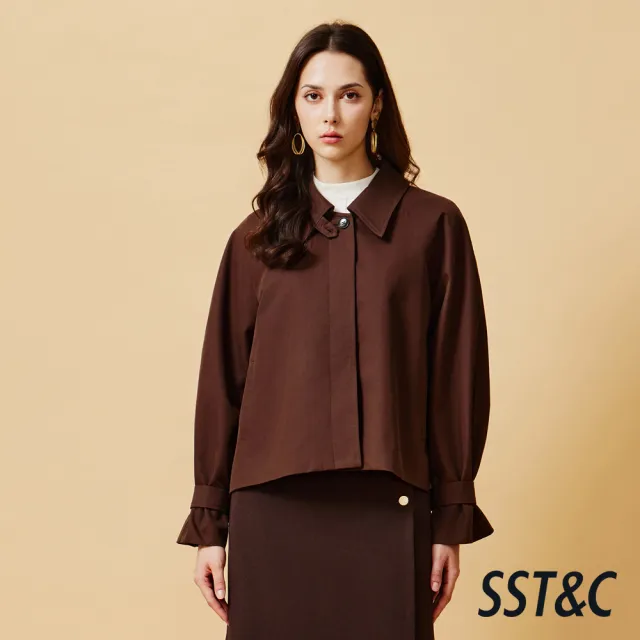 【SST&C】女裝 率性寬鬆短版風衣－深可可棕-825212104012(換季55折)