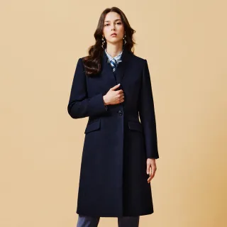 【SST&C】藏青魚骨紋法蘭絨羊毛混紡大衣-825212090051(季末折扣)