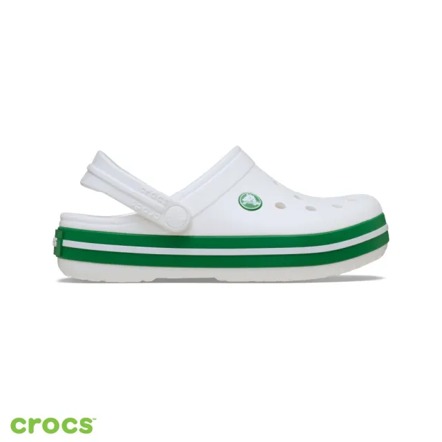 【Crocs官方直營】童鞋 卡駱班小童克駱格 白色/常春藤綠色(207005-1WH)