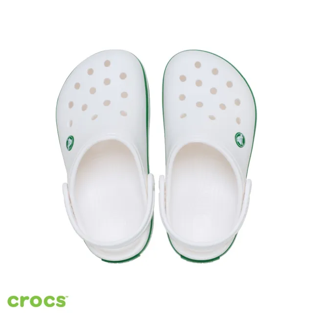 【Crocs官方直營】童鞋 卡駱班小童克駱格 白色/常春藤綠色(207005-1WH)