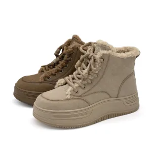 【Robinlo】絨絨雪語真皮拉鍊輕量厚底保暖雪靴短靴 MARTON(可可暖棕/焦糖燕麥)