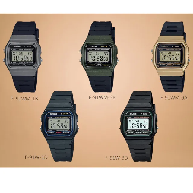 【CASIO 卡西歐】F-91W系列 復古超薄方形電子錶(經典潮流 錶徑約3.52公分)