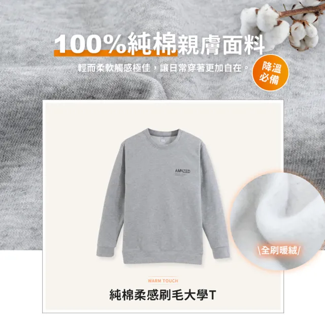 【JU SHOP】買一送一!100%純棉 男女保暖刷毛大學T 保暖衣(長袖 上衣 大學T 運動 休閒 刷毛 情侶款)