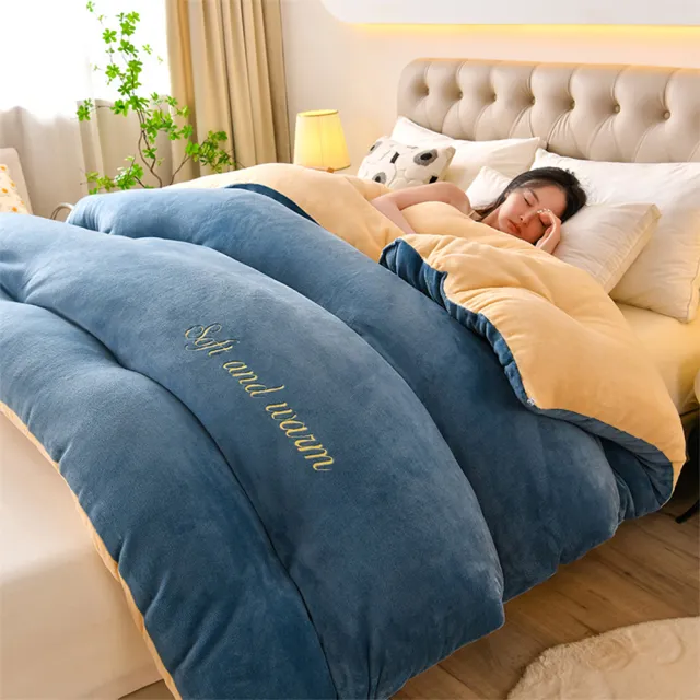 【Sleep Club】買一送一 牛奶絨or塔芙絨×羊羔絨雙面暖暖被(2.4KG/抗靜電/冬被150x200cm)