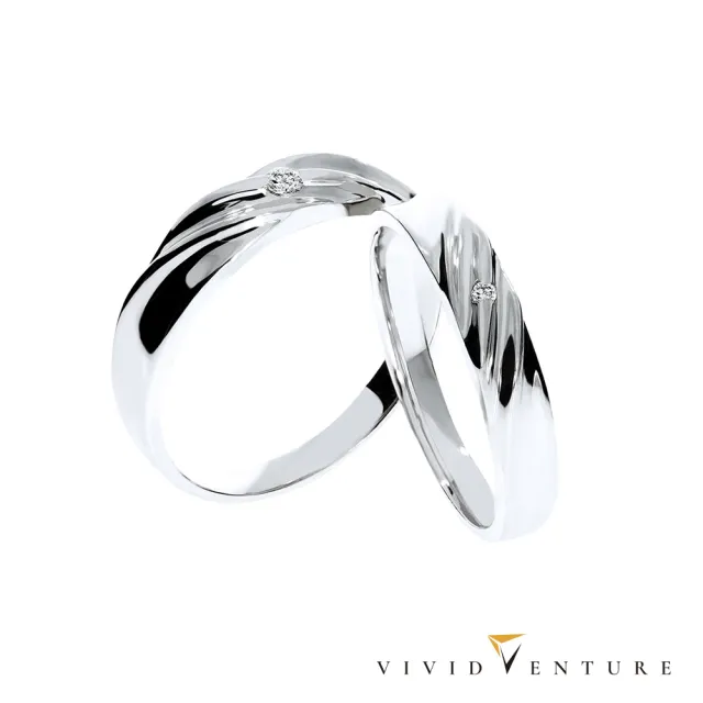【Vividventure 亞帝芬奇】925純銀 5分 天然鑽石 真鑽 對戒 愛的默契(男戒 女戒 套組)