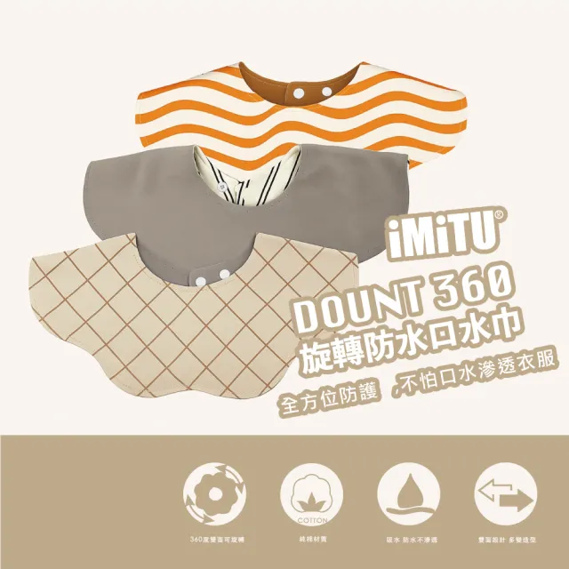 【imitu 米圖】單入組_品牌自訂 I DOUNT360防水可旋轉口水巾 圍兜 全方位防滲(商檢合格)