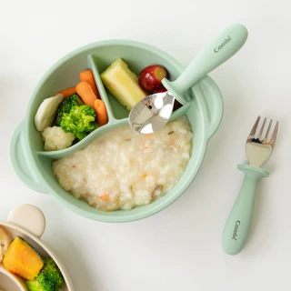 【Combi官方直營】鉑金矽膠學習吸盤碗 含蓋(矽膠餐具 學習餐具 嬰兒餐具 兒童餐具 副食品餐具)