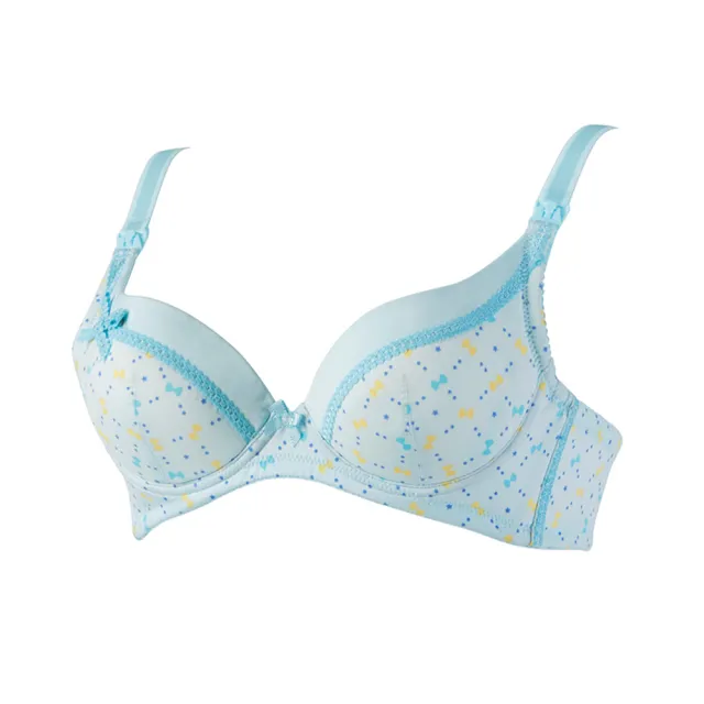【Gennies 奇妮】哺乳內衣 水玉蝴蝶環保絲棉軟鋼圈內衣 歐歐咪妮(藍 特選)