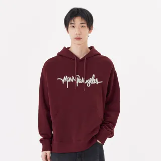 【Mark Gonzales官方旗艦】男女同款 ZIGZAG MG LOGO 刺繡帽T-酒紅色