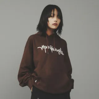 【Mark Gonzales官方旗艦】男女同款 ZIGZAG MG LOGO 刺繡帽T-深咖啡色