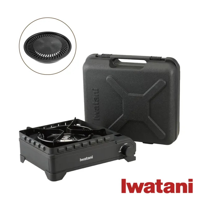 【Iwatani 岩谷】戶外防風重裝黑武士X磁式瓦斯爐3.4kW-搭燒肉不沾烤肉盤(CB-ODX-XG+CB-A-YPS)