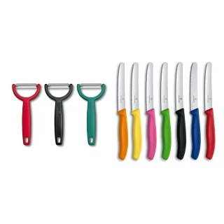 【VICTORINOX 瑞士維氏】蕃茄刀禮盒含透明刀套+削皮器 組合 任選二色