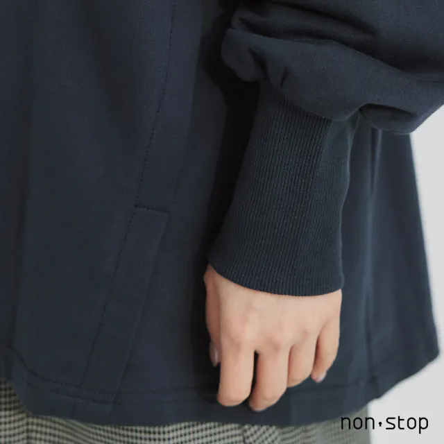 【non-stop】隨性字母印花連帽長版T恤-2色