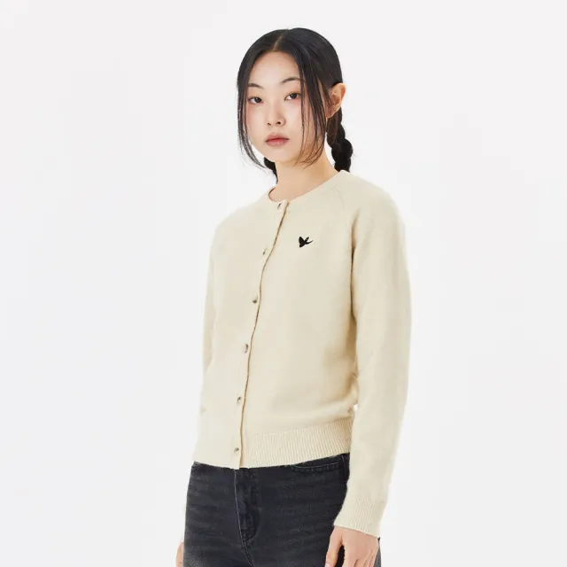 【Mark Gonzales】女裝 刺繡小天使圓領針織外套-米白色